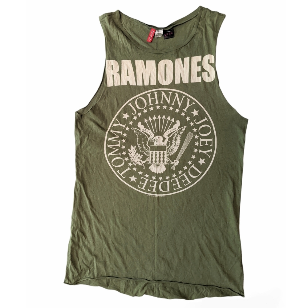 Ramones Band Muscle Tank T-shirt, long cutoff sleeveless women's M